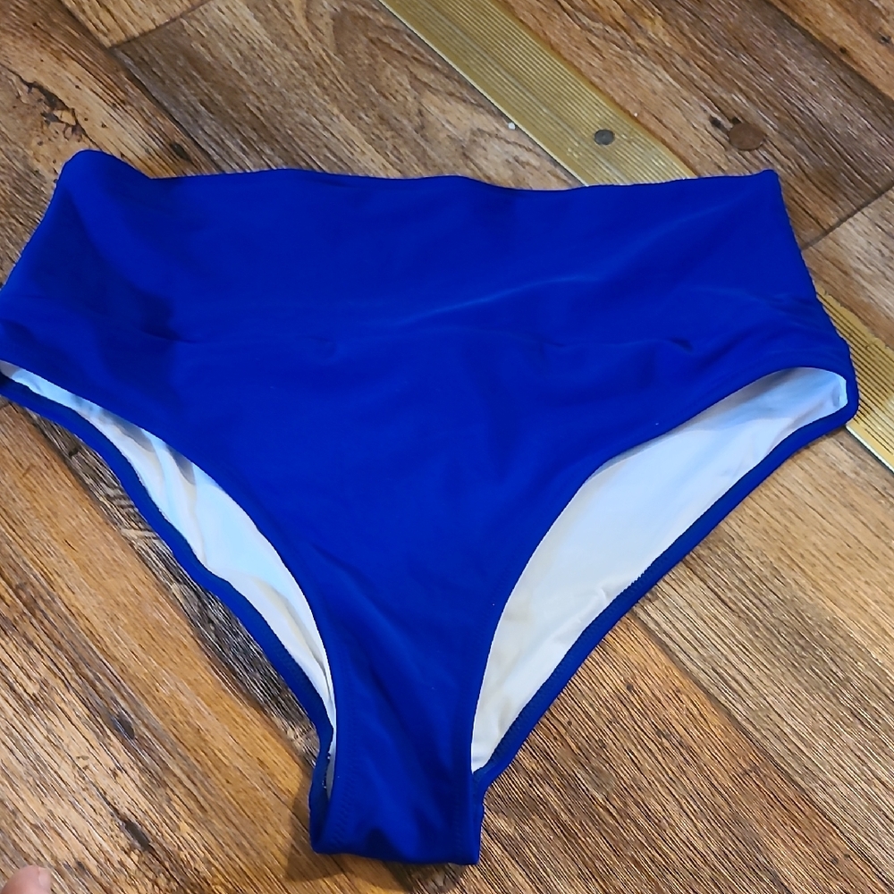 Women's Blue High-Waisted Swim Bottom